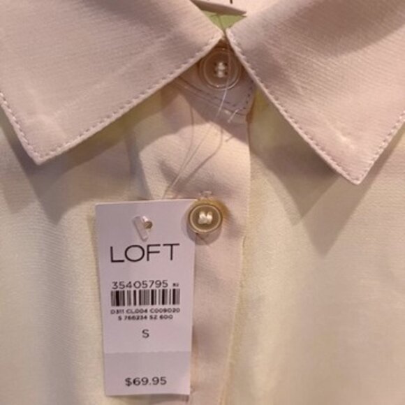 LOFT Oversized Ivory Long-Sleeved Button-Down Shirt Blouse-SMALL-NWT - Picture 9 of 9